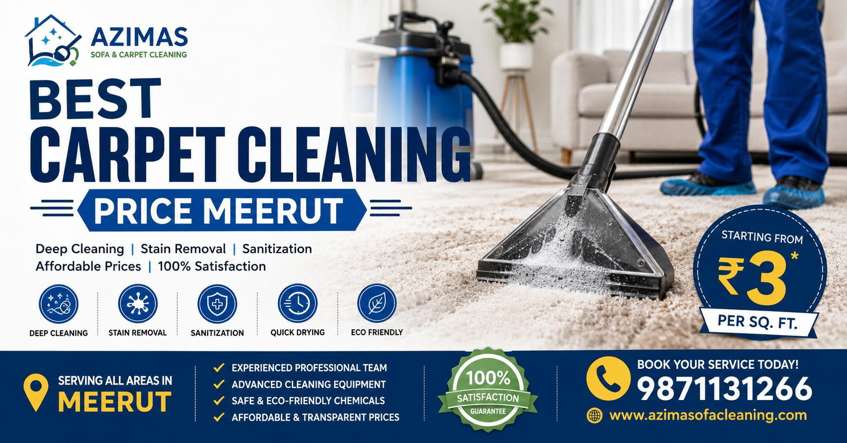 Best Carpet dry cleaning Price in Meerut with professional machine removing deep stains and dirt