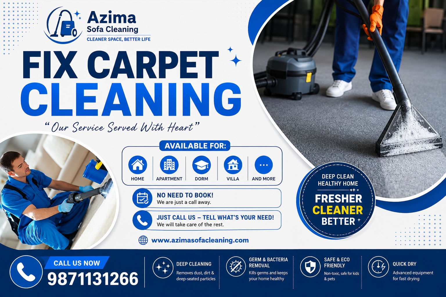 Best Carpet Dry cleaning Price in Modinagar using vacuum machine removing dust, stains and bacteria from fabric sofa at home